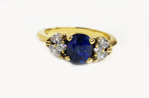 Sapphire and Diamond Ring in 18 Karat Yellow Gold