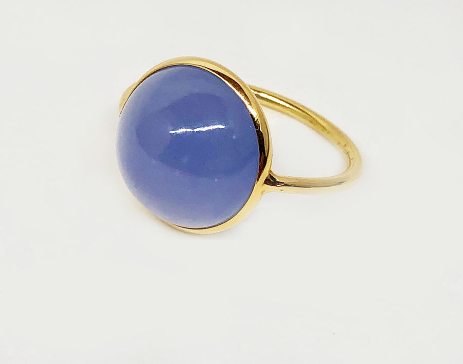 Blue Calcedony Ring 18 Karat Ring