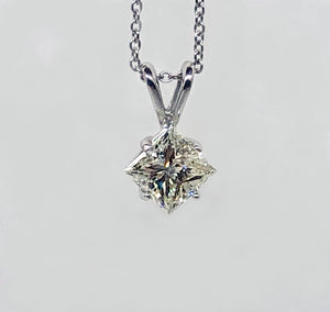 Princess Cut Diamond Pendant 14 Karat White Gold