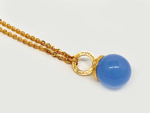 Blue Stone Bead in Bronze Rebecca Necklace 30"