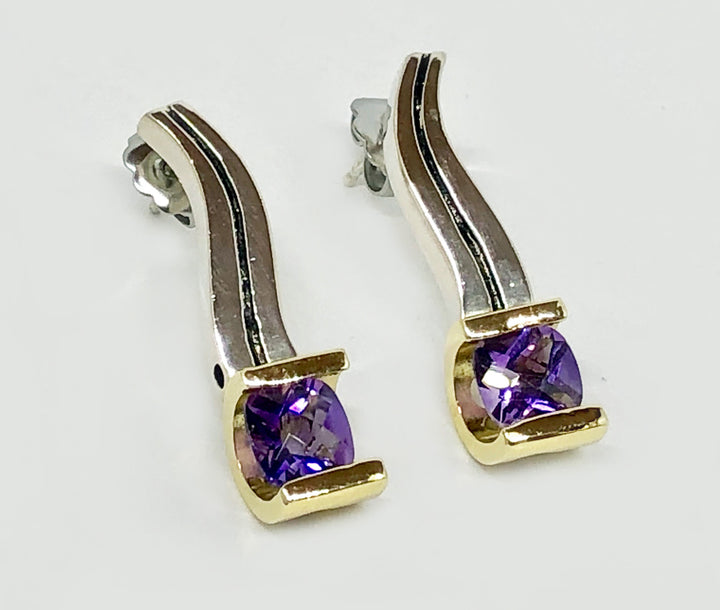 Custom Made Amethyst Earrings 18K and Sterling
