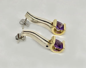 Custom Made Amethyst Earrings 18K and Sterling