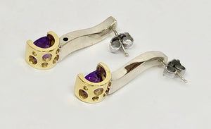 Custom Made Amethyst Earrings 18K and Sterling