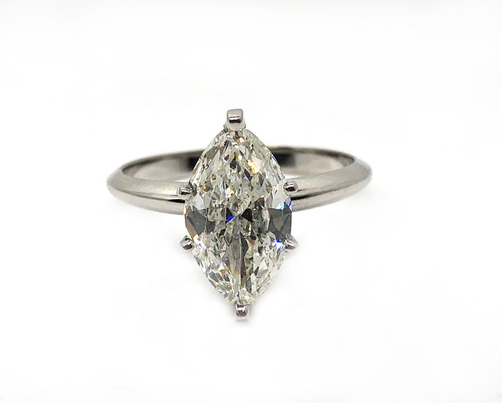 Solitaire Marquis Diamond Ring 14 Karat Gold
