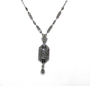 Retro Look Diamond Pendant in 14 Karat White Gold.