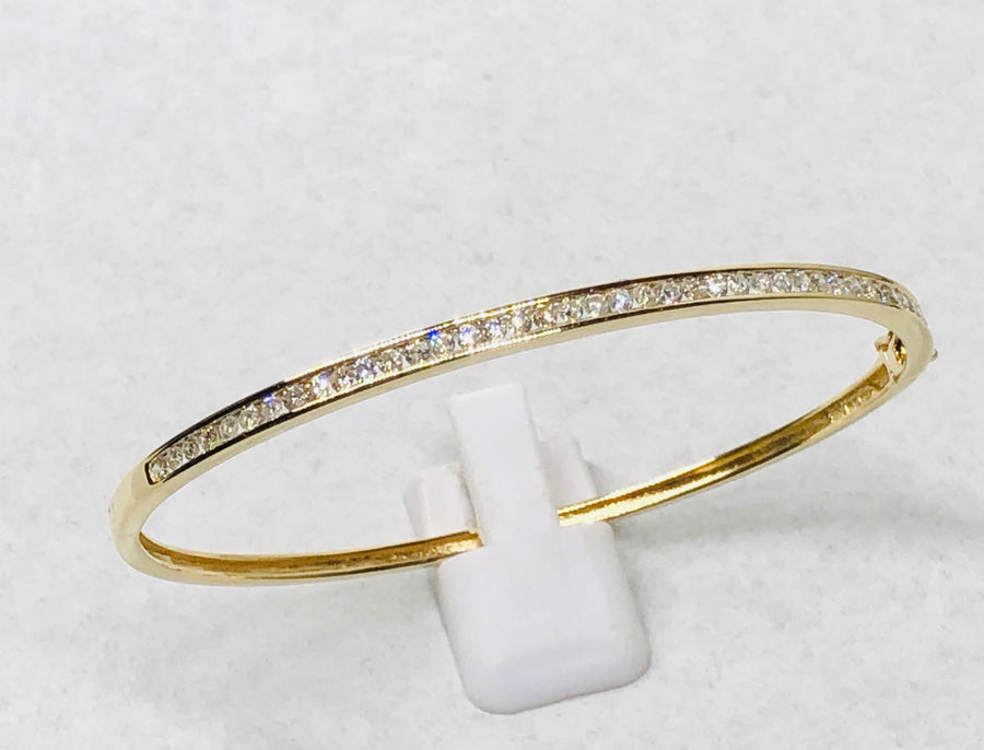 Bangle Diamond Bracelet 14 Karat Yellow Gold