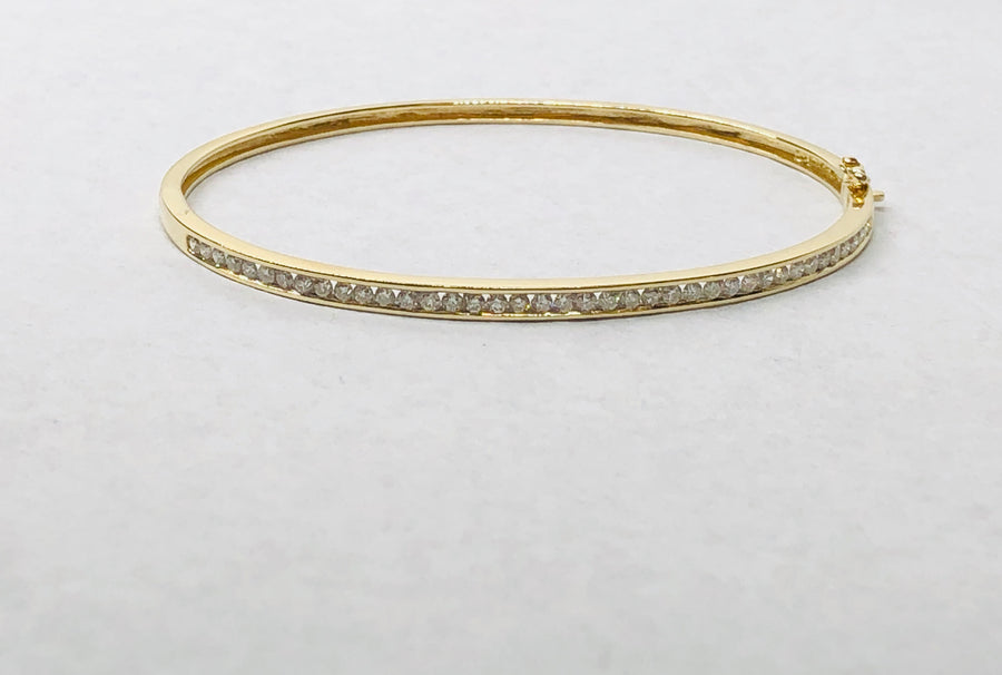 Bangle Diamond Bracelet 14 Karat Yellow Gold