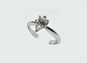 Solitaire Pear Shape Diamond Tiffany Setting 14 Karat White Gold