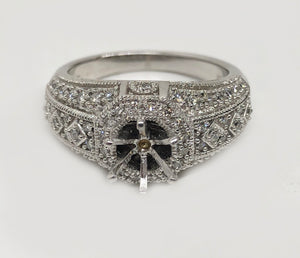 Milgrain Diamond Ring .75Ct Diamonds 14Karat White Gold