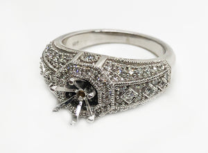 Milgrain Diamond Ring .75Ct Diamonds 14Karat White Gold