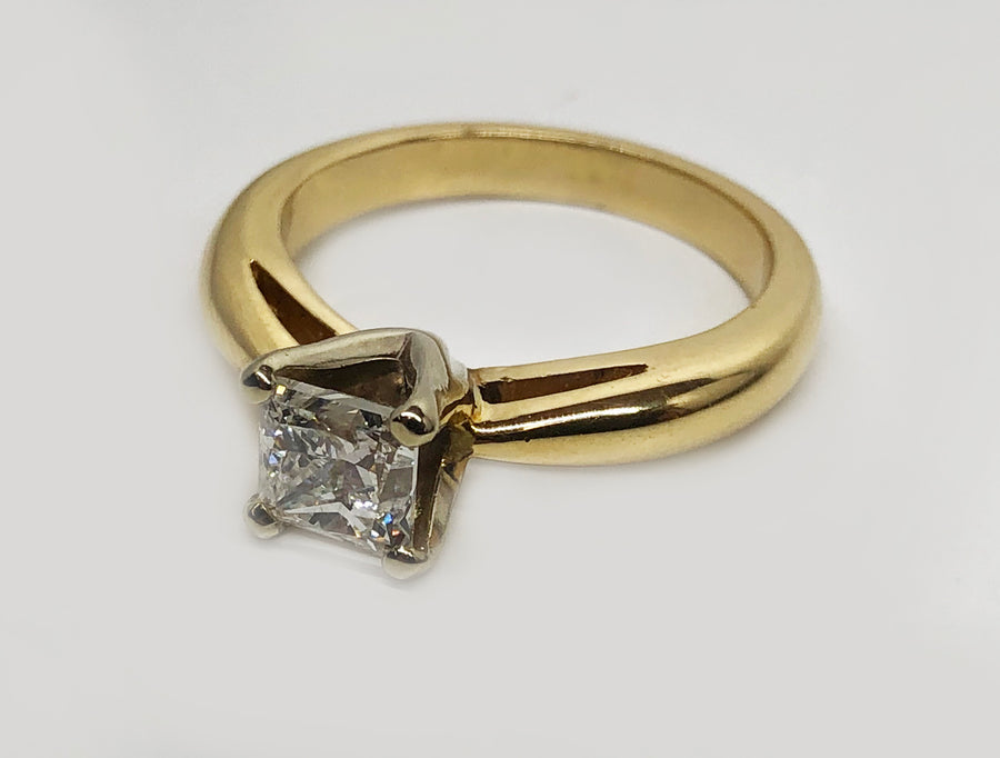 Solitaire Princess Cut Diamond 14Karat Yellow Gold