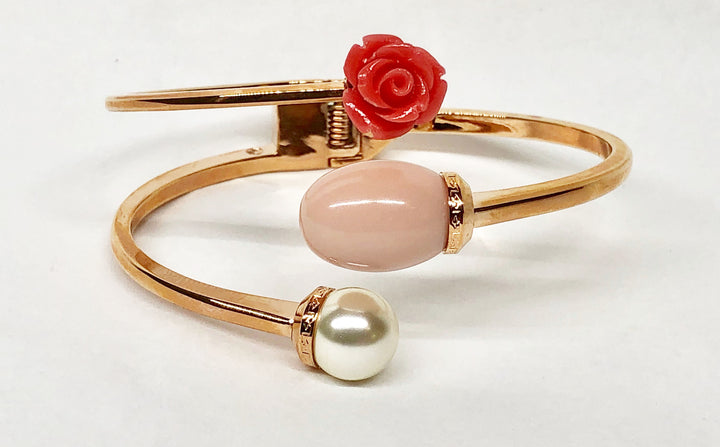 Rebecca Bracelet Pearl Pink Coral Red Rose