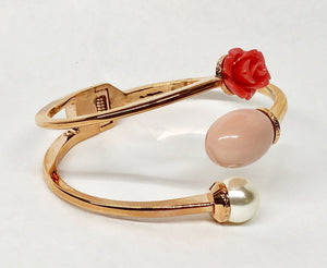 Rebecca Bracelet Pearl Pink Coral Red Rose
