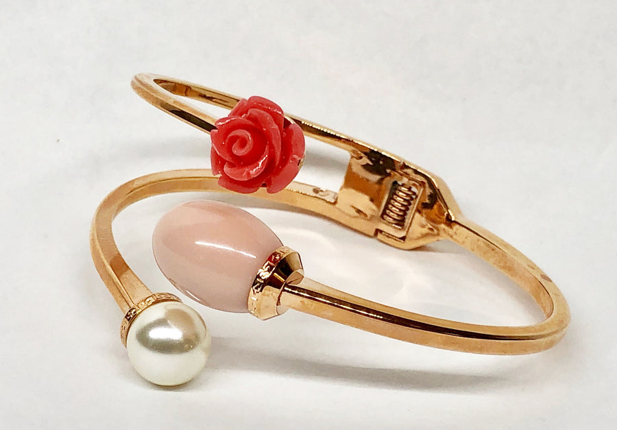 Rebecca Bracelet Pearl Pink Coral Red Rose