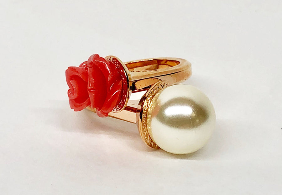 Rebecca Pearl and Rose Ring 18K Plated