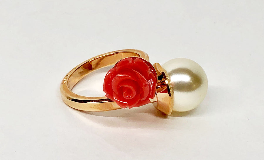 Rebecca Pearl and Rose Ring 18K Plated