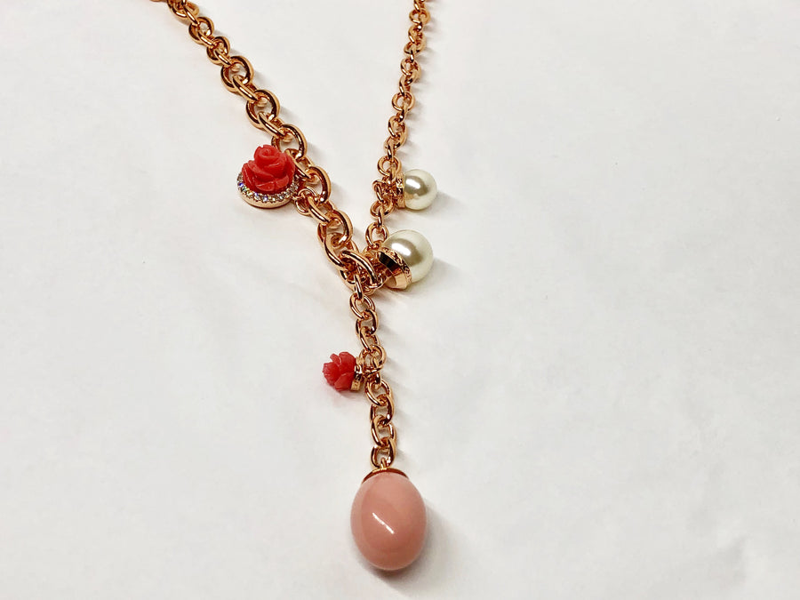 Rebecca Necklace 18K Plated with Rose Pearl and Coral
