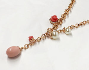 Rebecca Necklace 18K Plated with Rose Pearl and Coral
