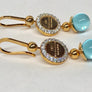 Rebecca Aqua Blue Earrings 18 Karat Yellow Gold Plating