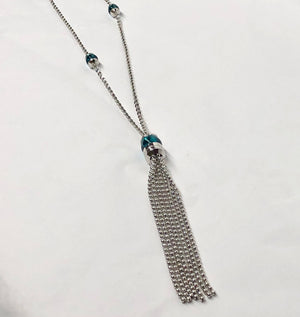 Rebecca Aqua Blue Necklace 18K White Gold Plating