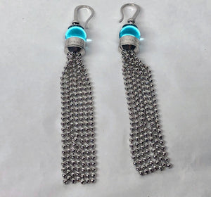 Rebecca Aqua Dangle Earrings 18 Karat White Gold Plating