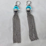 Rebecca Aqua Dangle Earrings 18 Karat White Gold Plating