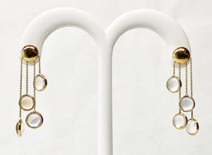 Moon Stone Earrings Dangle in 18 Karat Yellow Gold