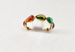 Ruby Sapphire Emerald Ring 18 Karat Yellow Gold Expandable