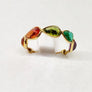 Ruby Sapphire Emerald Ring 18 Karat Yellow Gold Expandable