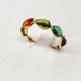 Ruby Sapphire Emerald Ring 18 Karat Yellow Gold Expandable