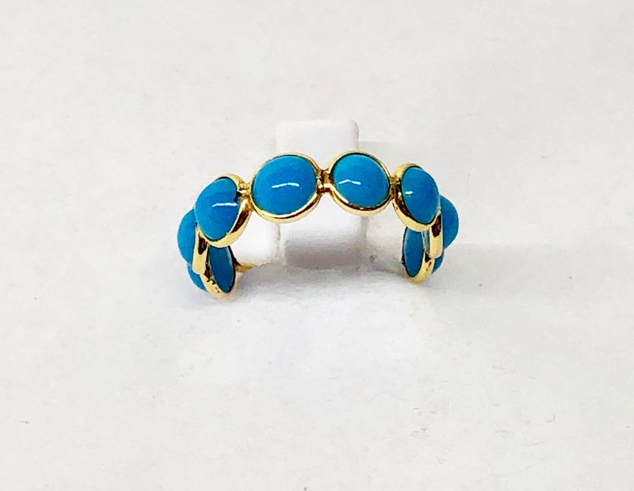 Turquois Ring 18 Karat Yellow Gold Expandable