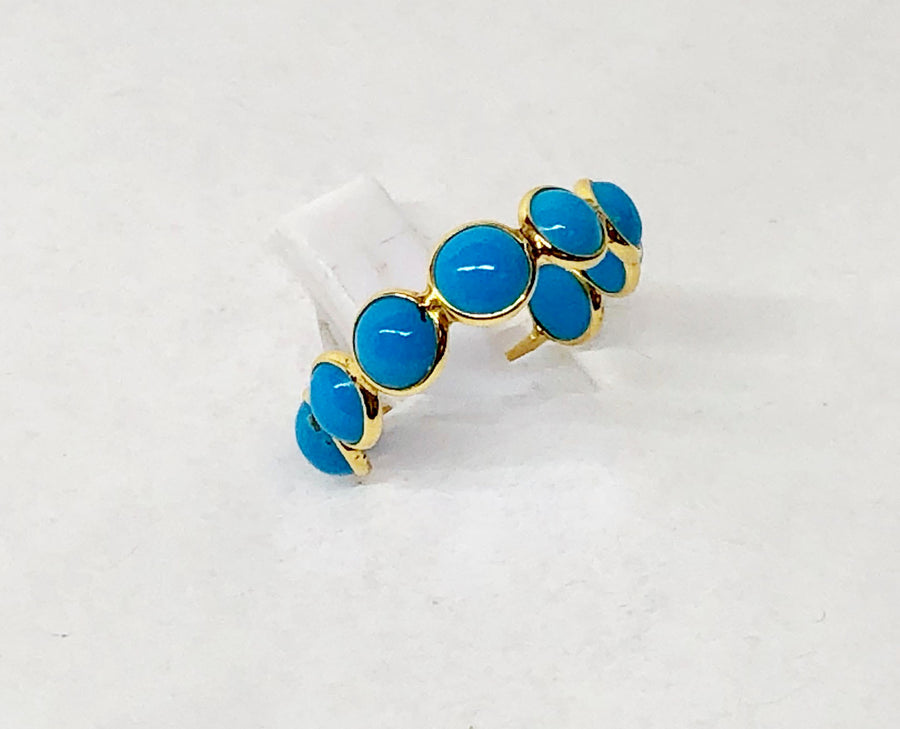 Turquois Ring 18 Karat Yellow Gold Expandable