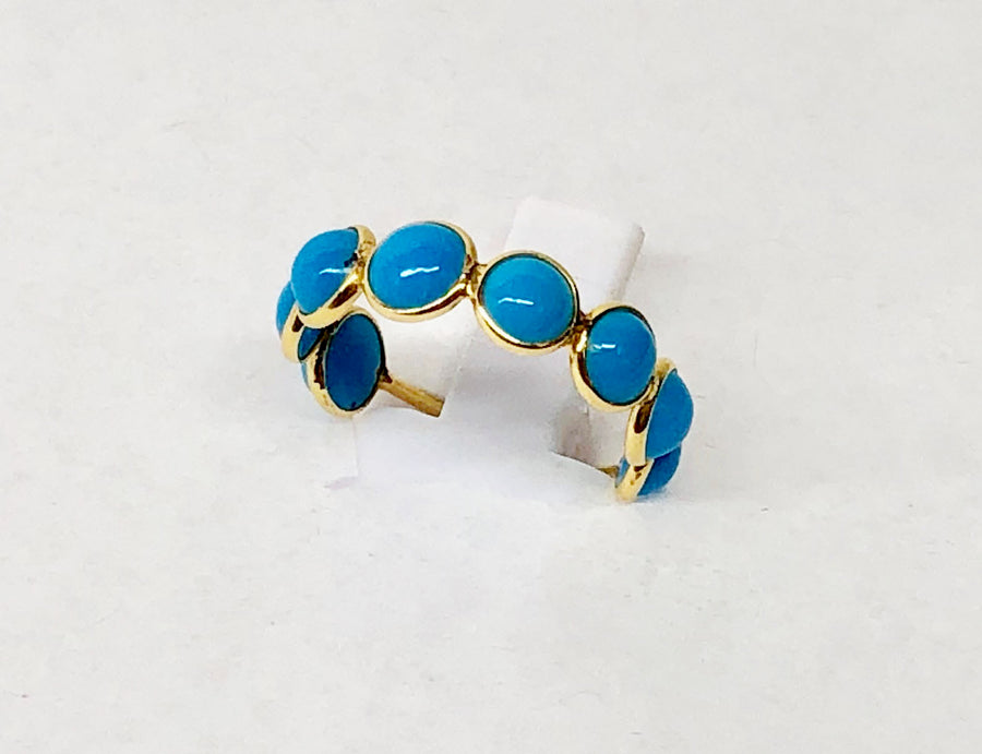 Turquois Ring 18 Karat Yellow Gold Expandable