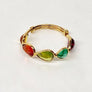 Ruby Sapphire Emerald Ring 18 Karat Yellow Gold Expandable