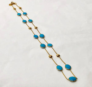 Turquois Necklace in 18 Karat Yellow Gold
