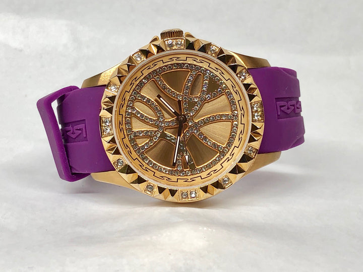 Rebecca Watch Gold Plated Crystals Polyurethane Band Quartz Watch