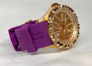 Rebecca Watch Gold Plated Crystals Polyurethane Band Quartz Watch