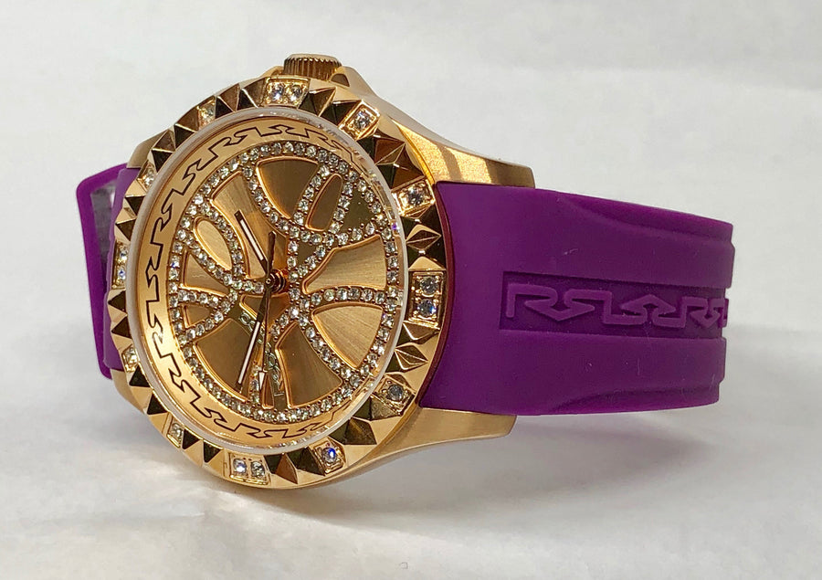 Rebecca Watch Gold Plated Crystals Polyurethane Band Quartz Watch