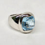 Blue Topaz Ring 18 Karat White Gold