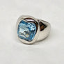 Blue Topaz Ring 18 Karat White Gold