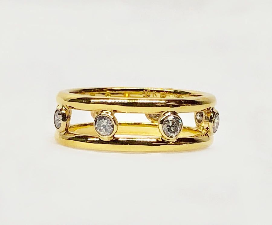 Classic and Cool Diamond Band Open Design 18 Karat Yellow Gold