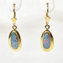 Opal Inlay Dangle Earrings 14 Karat Yellow Gold