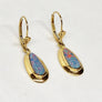 Opal Inlay Dangle Earrings 14 Karat Yellow Gold