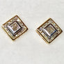 Diamond Earrings princess Cut 14 Karat Yellow Gold Square