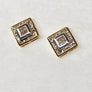 Diamond Earrings princess Cut 14 Karat Yellow Gold Square