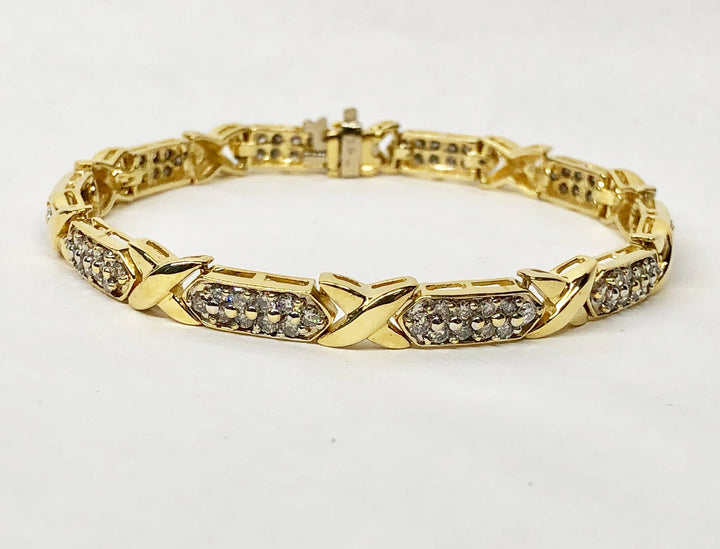 Diamond Bracelet 2.5 Carats 14 Karat Yellow Gold Hug & Kisses