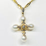 Pearl Cross With Diamonds 14 Karat Yellow Gold
