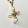 Pearl Cross With Diamonds 14 Karat Yellow Gold