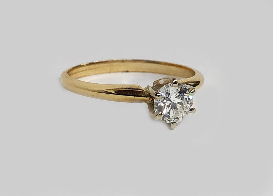 Engagement Diamond Ring 14 Karat Yellow Gold