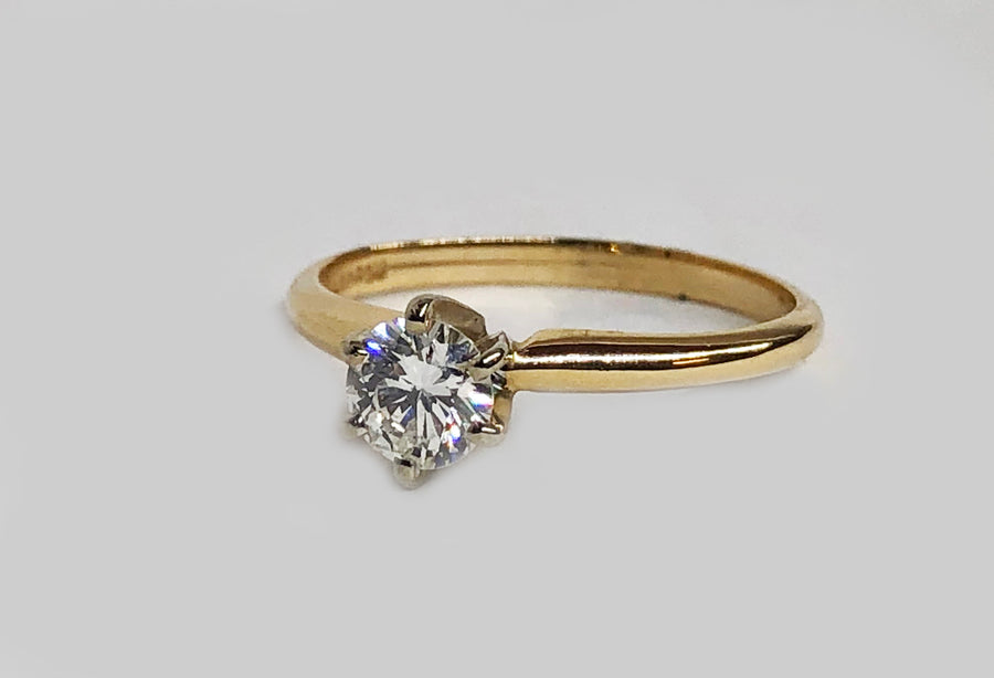 Engagement Diamond Ring 14 Karat Yellow Gold